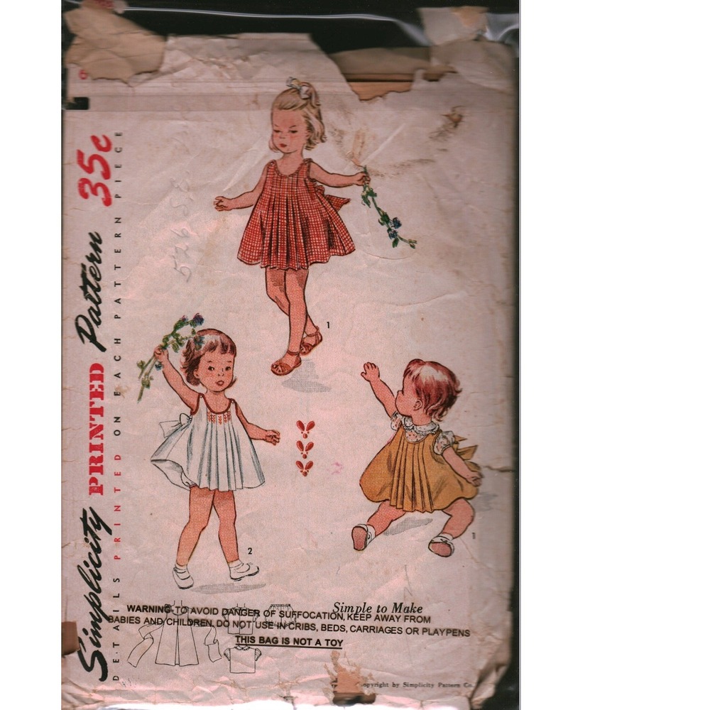 Vintage Simplicity 3626 Toddler Sundress Blouse Jumper Panties Pattern Size 6M